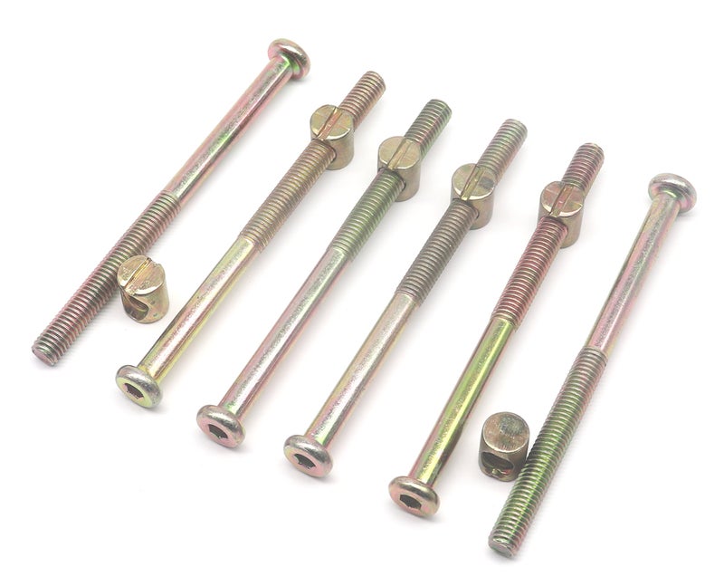 binifiMux M8 x 110mm 65mm Half Thread Furniture Barrel Screws Bolt Nuts Assortment Kit for Crib Cot Bunk Beds Chairs 6 Set - Image 1